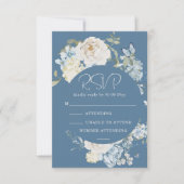 Romantic Dusty Blue Watercolor Floral Wedding RSVP (Vorderseite)
