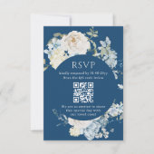 Romantic Dusty Blue Watercolor Floral Wedding RSVP (Vorderseite)