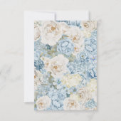 Romantic Dusty Blue Watercolor Floral Wedding RSVP (Rückseite)