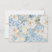 Romantic Dusty Blue Watercolor Floral Wedding RSVP (Rückseite)
