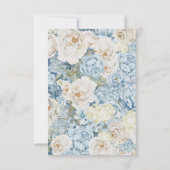 Romantic Dusty Blue Watercolor Floral Wedding RSVP (Rückseite)