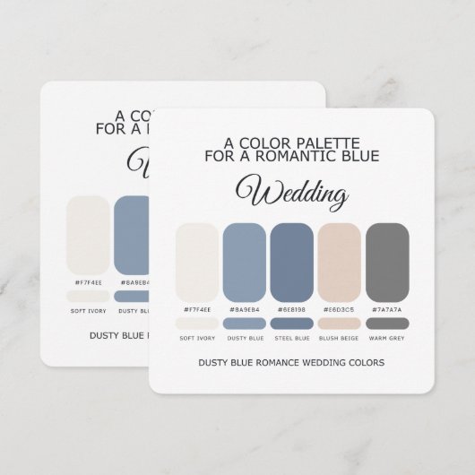 Romantic Dusty Blue Wedding Color Palette Card Einladung (Vorne/Hinten)