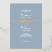 Romantic Dusty Blue Wedding Gold Folieneinladung (Vorderseite)