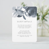 Romantic Dusty Blue Wedding Guest Details Begleitkarte (Stehend Vorderseite)