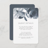 Romantic Dusty Blue Wedding Guest Details Begleitkarte (Vorne/Hinten)