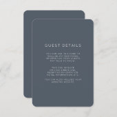 Romantic Dusty Blue Wedding Guest Details Begleitkarte (Vorne/Hinten)