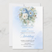 Romantic Dusty Blue White Flowers Download Wedding Einladung (Vorderseite)