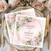 Romantic Dusty Pink Greenery Wedding Paper Napkins Serviette