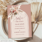 Romantic Dusty Pink Pampas Grass Arch Save Date Einladung