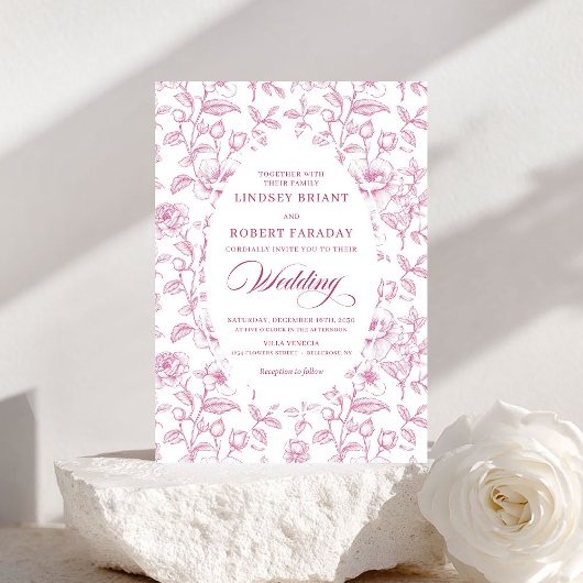 Romantic Dusty Pink Roses Pattern Wedding Invite Einladung