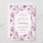 Romantic Dusty Pink Toile de Jouy Wedding Invites Einladung (Vorderseite)