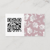 Romantic Dusty Pink White Floral QR code Begleitkarte (Rückseite)