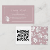 Romantic Dusty Pink White Floral QR code Begleitkarte (Vorne/Hinten)