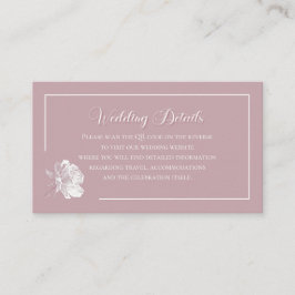Romantic Dusty Pink White Floral QR code Begleitkarte