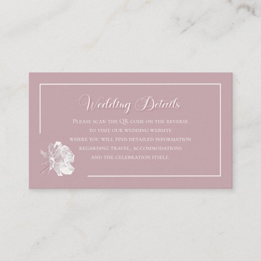 Romantic Dusty Pink White Floral QR code Begleitkarte (Vorderseite)