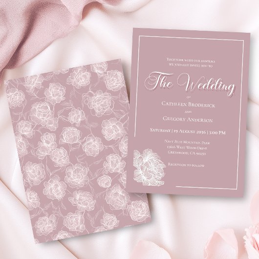 Romantic Dusty Pink White Floral Wedding Einladung