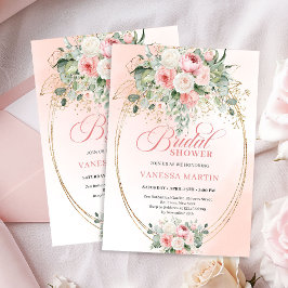 Romantic Dusty Rose Eucalyptus Gold Bridal Shower Einladung