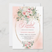 Romantic Dusty Rose Eucalyptus Gold Bridal Shower Einladung (Vorderseite)
