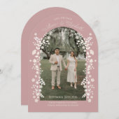 Romantic Dusty Rose Floral Arch Save the Date Einladung (Vorne/Hinten)