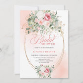 Romantic Dusty Rose Floral Bridal Shower Invite Einladung (Vorderseite)
