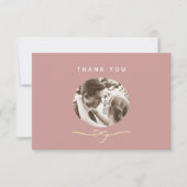 Romantic Dusty Rose Photo Wedding Dankeskarte (Vorderseite)