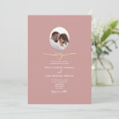 Romantic Dusty Rose QR Code Photo Wedding Einladung (Stehend Vorderseite)