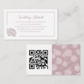 Romantic Dusty White Pink Floral QR code Begleitkarte (Vorne/Hinten)