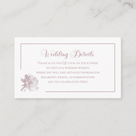 Romantic Dusty White Pink Floral QR code Begleitkarte
