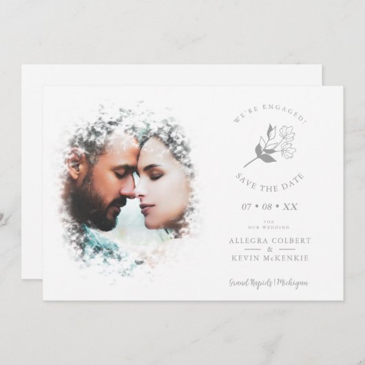 Romantic Elegant Overlay Misty Effect Photo Save The Date (Vorne/Hinten)