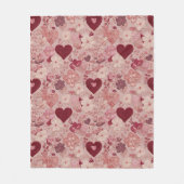 Romantic Embroidered Hearts & Floral Pattern Fleecedecke (Vorderseite)