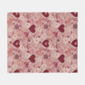 Romantic Embroidered Hearts & Floral Pattern Fleecedecke (Vorderseite (Horizontal))