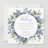 Romantic Eucalyptus & Lavender Wedding Invitation Einladung (Vorderseite)