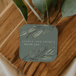 Romantic Evergreen Vielen Dank für Ihre Unterstütz Quadratischer Aufkleber