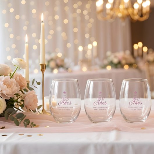 Romantic Exquisite Mis XV Spanish Script Crown Weinglas Ohne Stiel