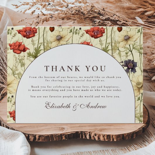 Romantic Fall Floral Wedding Dankeskarte