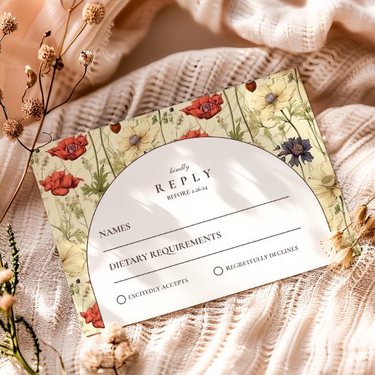 Romantic Fall Floral Wedding RSVP Karte