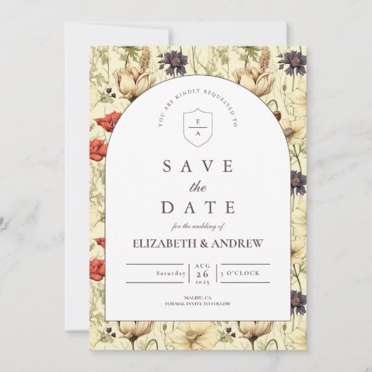 Romantic Fall Floral Wedding Save The Date (Vorderseite)