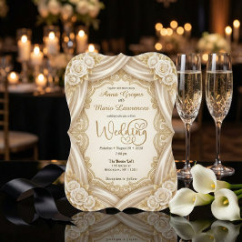 Romantic Faux Gold Calligraphy Royal Wedding  Einladung