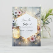 Romantic Field Mason Jar Wedding Save The Date (Stehend Vorderseite)
