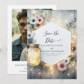 Romantic Field Mason Jar Wedding Save The Date (Vorne/Hinten)