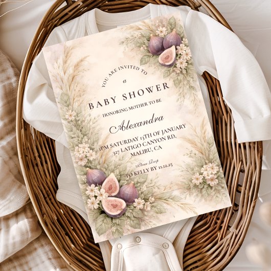 Romantic Fig Orchard Baby Shower Einladung