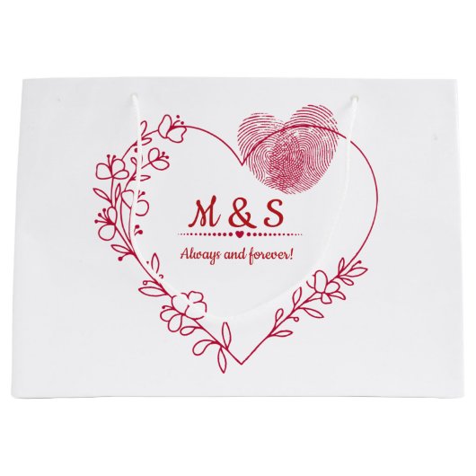 Romantic Fingerprint Heart Gift Bag Große Geschenktüte (Vorderseite)