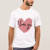 Romantic Fingerprint Heart “I Love You” Sticker T-Shirt (Vorderseite)
