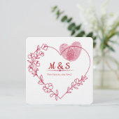 Romantic Fingerprint Heart Valentine Card Feiertagskarte (Stehend Vorderseite)