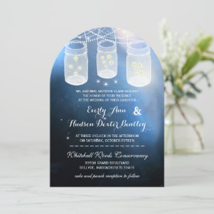 Romantic Firefly Mason Jar Wedding Einladung