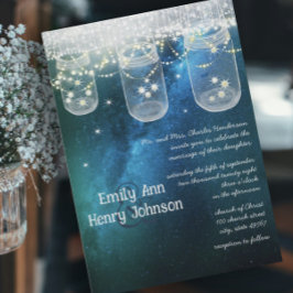 Romantic Firefly Mason Jar Wedding Einladung