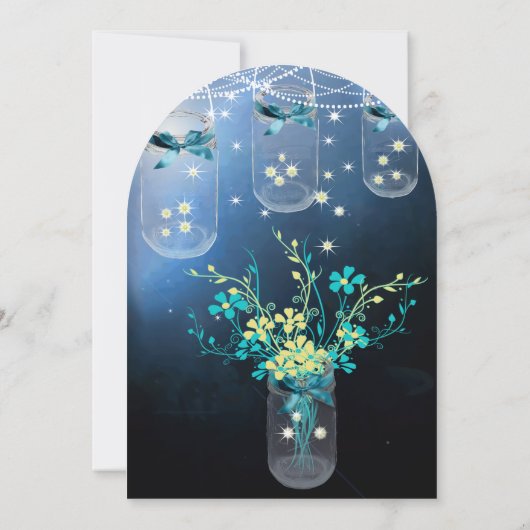 Romantic Firefly Mason Jar Wedding Einladung (Rückseite)