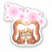 Romantic Fireworks Heart Cats Love & Togetherness Aufkleber (Vorderseite)