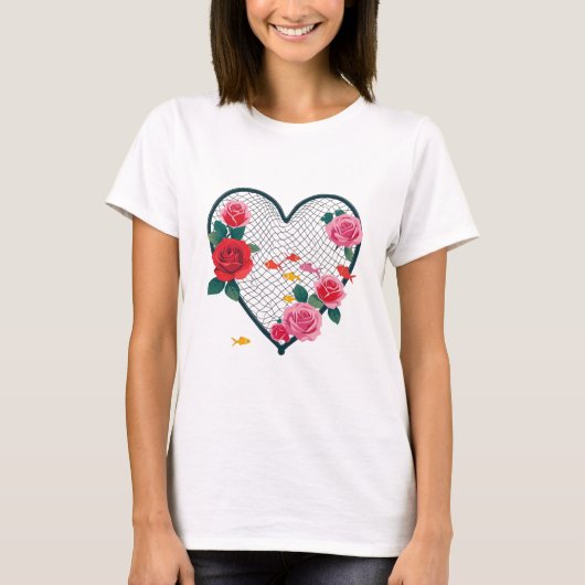 Romantic Fishing Heart Net – Women's T-Shirt (Vorderseite)