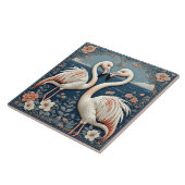 Romantic Flamingo Couple Art Deco Blue Pond Floral Fliese (Seite)